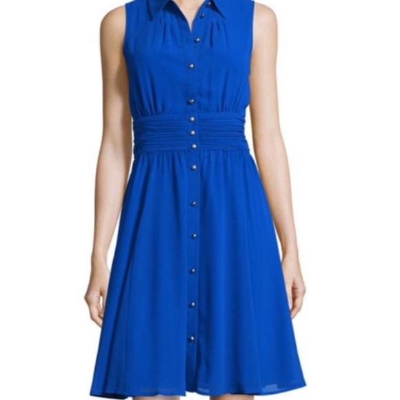 Karl Lagerfeld Dresses & Skirts - Karl Lagerfeld Blue Chiffon Sleeveless Shirt Dress